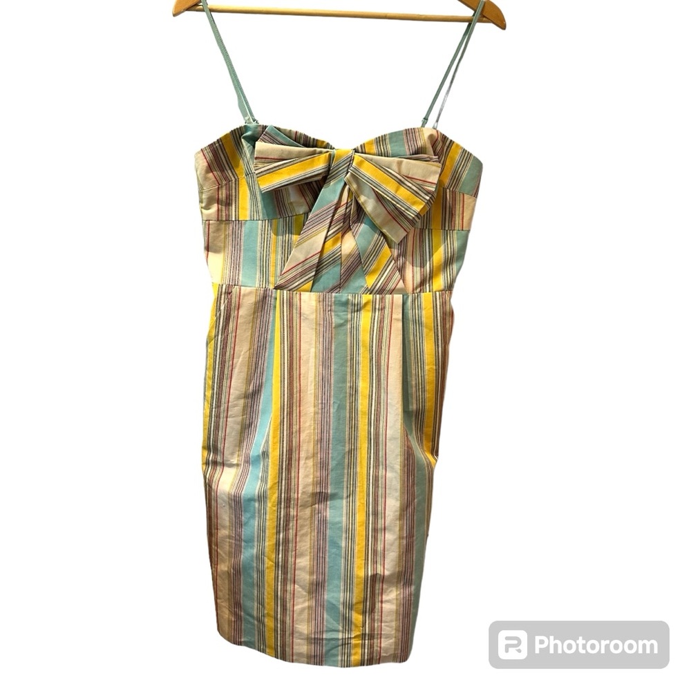 Moulinette Soeurs Anthropologie Striped Bow Pocket Strapless Dress Size 6